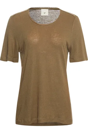 Heartmade Top, Dame, Brun, XS, Linned, Grøn Linned Modal T-Shirt