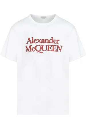 Alexander McQueen Top, Herre, Hvid, XL, Bomuld, Stilfuld Mid-Weight Bomuld T-Shirt