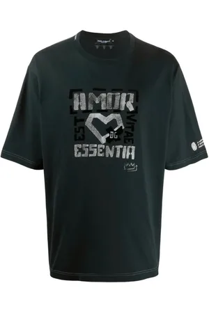 Dolce & Gabbana Top, Herre, Sort, XL, Bomuld, Bomulds T-shirt med Brand Design