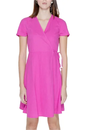 ONLY Kjole, Dame, Lyserød, M, Uld, Elegant Linen Midi Kjole