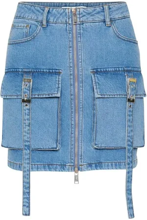 Gestuz Nederdel, Dame, Blå, L, Bomuld, Cargo Rock Nederdel Mid Washed