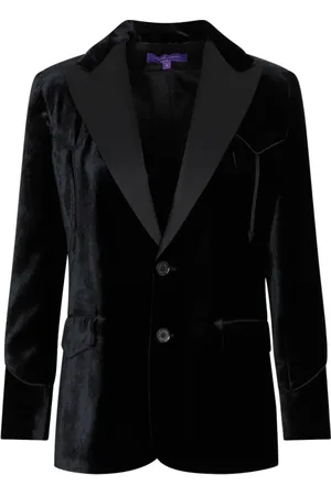 Ralph Lauren Jakke, Dame, Sort, S, Sort Fløjl Blazer Peak Revers