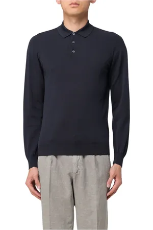 DRUMOHR Top, Herre, Blå, M, Uld, Rasato Polo Sweater