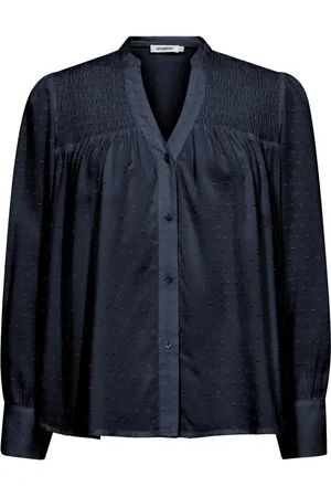 Co`Couture Bluser & Skjorter, Dame, Blå, M, Uld, Stilfuld Drop Shirt Bluse Ink