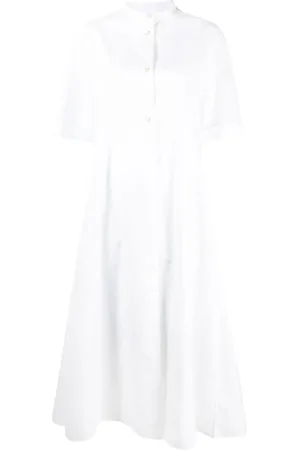 Jil Sander Top, Dame, Hvid, XS, Bomuld, Bomuldsskjortekjole med lange ærmer