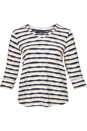 Pont Neuf Bluser & Skjorter, Dame, Blå, 2XL, Maritim Stribet Bluse Jeanie