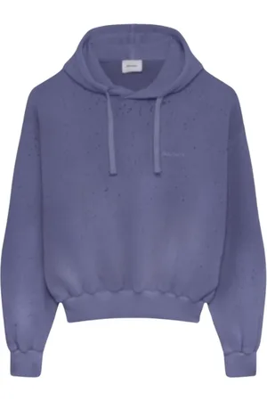 Halfboy Sweathshirts & Hoodies, Herre, Lilla, L, Bomuld, Indigo Blå Fleece Hoodie Pullover