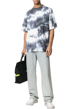 MARCELO BURLON Top, Herre, Grå, S, Bomuld, Logo Tie-Dye Oversize T-Shirt
