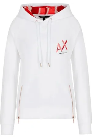Armani Exchange Sweathshirts & Hoodies, Dame, Hvid, S, Bomuld, Hvid Hættetrøje Ss22