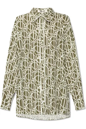 Diane von Furstenberg Bluser & Skjorter, Dame, Grøn, M, Tyl, Mønstret skjorte af
