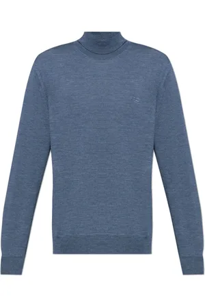 Etro Strik, Herre, Blå, S, Uld, Uld Turtleneck
