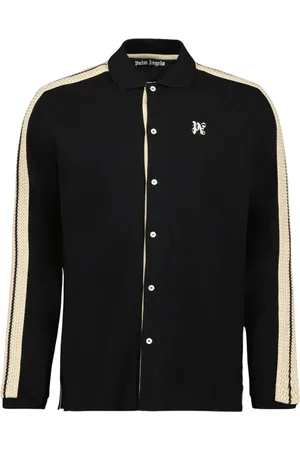 Palm Angels Skjorte, Herre, Sort, M, Bomuld, Monogram Skjorte Klassisk Langærmet