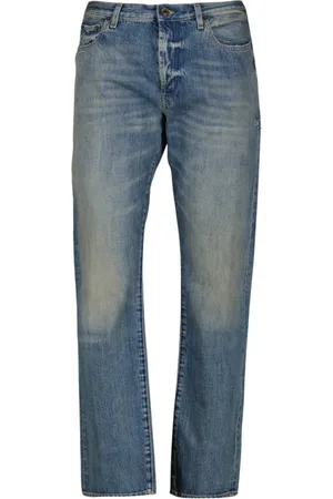 Saint Laurent Jeans, Herre, Blå, W31, Denim, Blå Vasket Denim Straight Cut Jeans