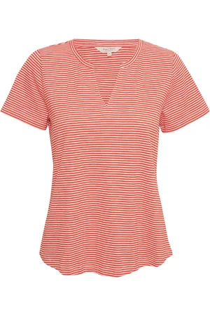 Part Two Top, Dame, Flerfarvet, L, Bomuld, Stribet V-hals T-shirt