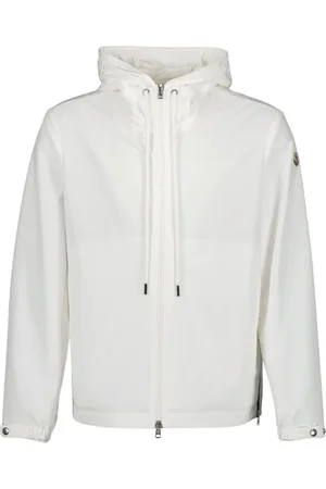 Moncler Sweathshirts & Hoodies, Herre, Hvid, XL, Nylon, Nylon Zip-Through Hoodie