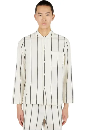 Tekla Skjorte, Herre, Hvid, 2XS, Bomuld, Stribet Pyjama Skjorte
