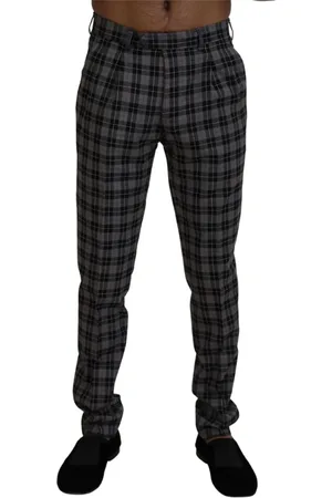 Bencivenga Bukser, Herre, Flerfarvet, S, Uld, Gråternet Slim Fit Chino Bukser