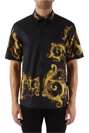 VERSACE Skjorte, Herre, Flerfarvet, M, Bomuld, Regular Fit Bomuldsskjorte med Dekorativt Motiv