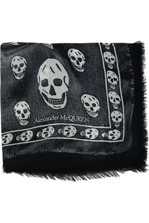 Alexander McQueen Tilbehør, Herre, Sort, ONE SIZE, Sort Skull Print Tørklæde