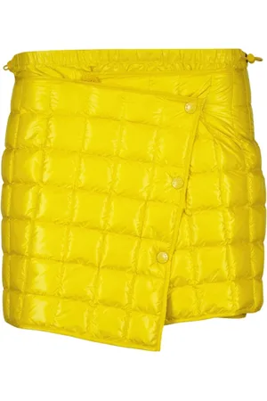 Moncler Nederdel, Dame, Gul, 2XS, Nylon, Quiltet Mini Nederdel