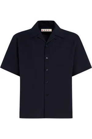 Marni Skjorte, Herre, Blå, L, Uld, Tropical Wool Bowling Shirt