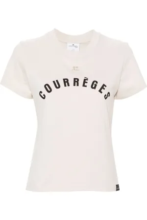 Courrèges Top, Dame, Lyserød, S, Bomuld, Logo Patch Jersey Top