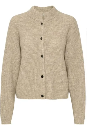 Gestuz Strik, Dame, , L, Uld, Blød Strik Kort Cardigan Varm Sand