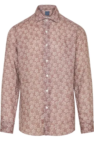 BARBA Skjorte, Herre, Flerfarvet, 2XL, Linned, Blomstret Linnedskjorte, Made in Italy