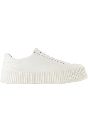 Jil Sander Sko, Dame, , 39 EU, Læder, Hvide Læder Sneakers - Rund Tå