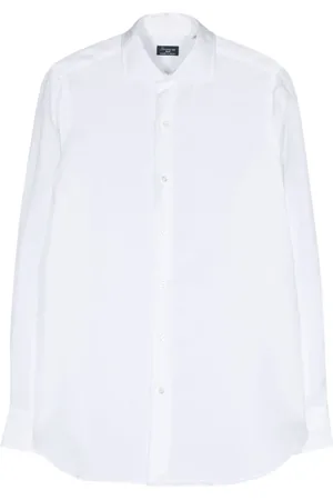 Finamore Skjorte, Herre, Hvid, 4XL, Bomuld, Hvid Bomuld Linned Skjorte