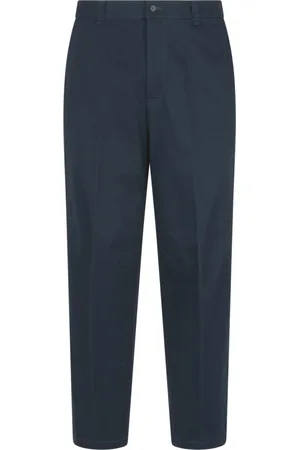 Lanvin Bukser, Herre, Blå, L, Bomuld, Twill Biker Bukser med Lynlåslommer