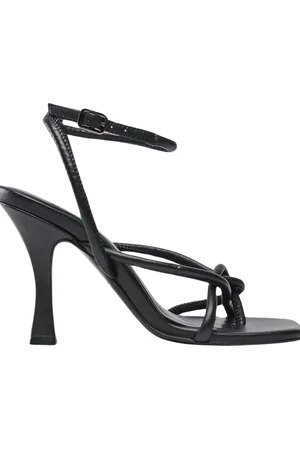 Pinko Sko, Dame, Sort, 39 EU, Læder, Lædersandal med 9 cm hæl