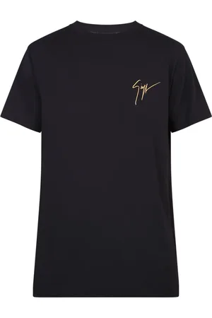 Giuseppe Zanotti Top, Herre, Sort, S, Bomuld, Sort Bomuld Logo Broderet T-Shirt