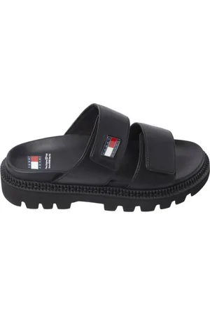 Tommy Hilfiger Sko, Dame, Sort, 39 EU, Polyester, Sorte flade sandaler til kvinder