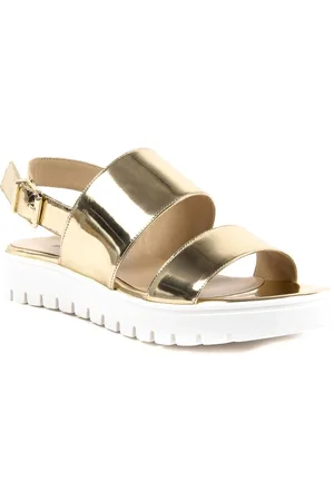 DEE OCLEPPO Sko, Dame, Gul, 39 EU, Uld, Guld Metallic Læder Sandaler med Hæl