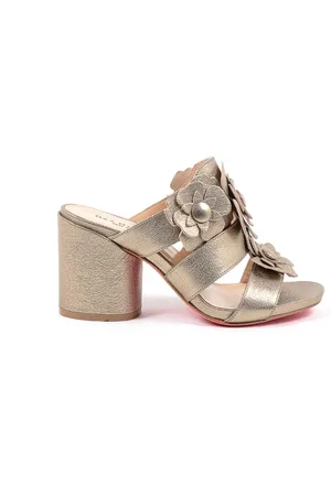 DEE OCLEPPO Sko, Dame, Gul, 36 EU, Uld, Guld Læder Højhælet Sandal