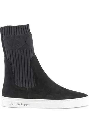 DEE OCLEPPO Sko, Dame, Sort, 41 EU, Suede, Ribbed-Knit Suede Ankelstøvler