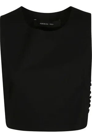 FEDERICA TOSI Top, Dame, Sort, S, Uld, Stilfuld Cut-Out Top