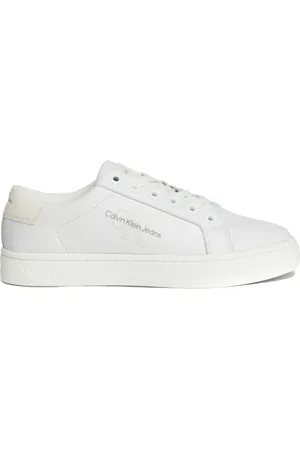 Calvin Klein Sko, Dame, Hvid, 37 EU, Læder, Hvide Snøresneakers til Kvinder