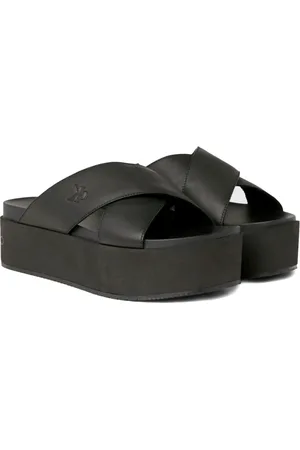 Calvin Klein Sko, Dame, Sort, 38 EU, Læder, Sort Cross Flatform Tøfler