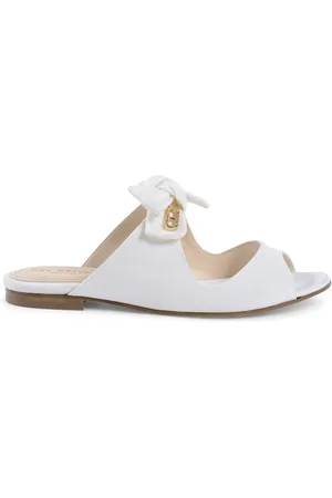 DEE OCLEPPO Sko, Dame, Hvid, 38 EU, Uld, Bue Flad Sandal til Glædelig Spadseretur
