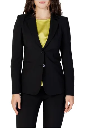 SANDRO FERRONE Jakke, Dame, Sort, XL, Uld, Sort Knappet-Front Revers Blazer Kvinder