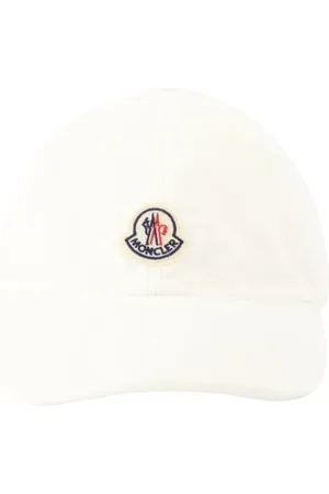 Moncler Tilbehør, Dame, Hvid, ONE SIZE, Velourkasket med Logo Patch