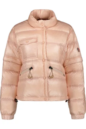 Moncler Jakke, Dame, Lyserød, S, Uld, Quiltet Bomberjakke med Aftagelige Ærmer