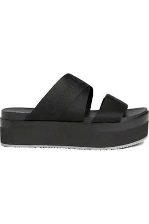 Calvin Klein Sko, Dame, Sort, 41 EU, Polyester, Sort Flad Sandal Webbing