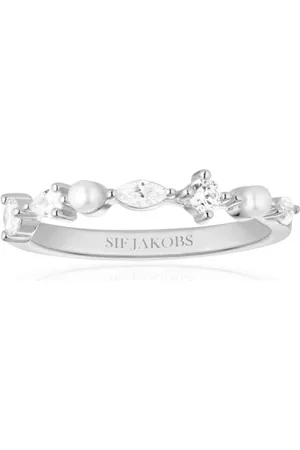 Sif Jakobs Tilbehør, Dame, Grå, 58 MM, Sterling Sølv Ring med Zirconia og Perler