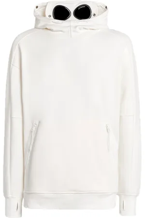 C.P. Company Sweathshirts & Hoodies, Herre, Hvid, XL, Bomuld, Diagonal Fleece Goggle Hoodie