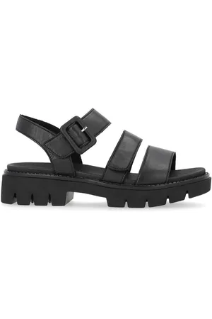 Remonte Sko, Dame, Sort, 36 EU, Læder, Sort Casual Flade Sandaler Kvinder