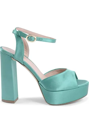 DEE OCLEPPO Sko, Dame, Grøn, 35 EU, Satin, Slankende Satin Platform Sandaler