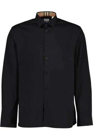 Burberry Skjorte, Herre, Sort, L, Bomuld, Klassisk skjorte med lange ærmer